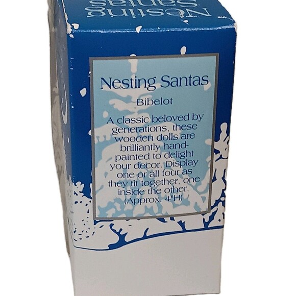 Santa Claus Nesting Dolls Wooden Christmas Set of Four (4) Complete Original Box - Picture 9 of 13